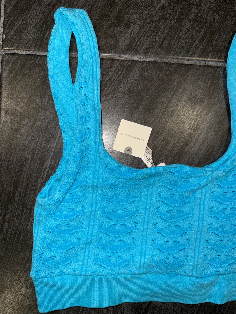 LyreBird Textured Seamless Longline Blue Tank - Picture 6 of 7